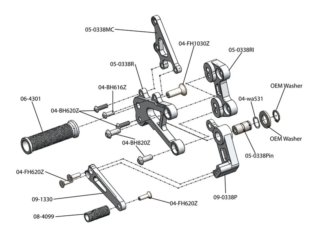 Woodcraft Rearsets w/Shift Pedal - Honda CBR600RR