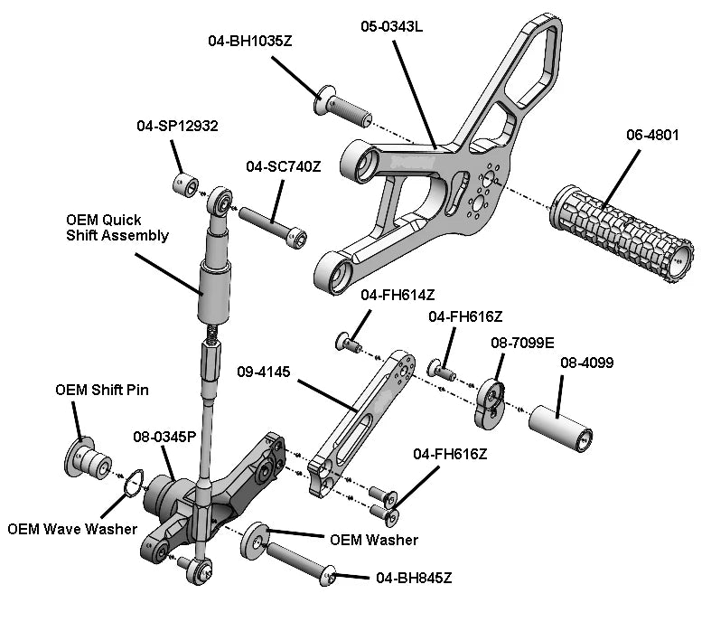 Woodcraft Rearsets - Honda