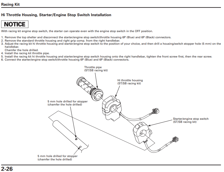 HRC Quick Turn Throttle Grip + Start / Stop Switch- Honda CBR1000RR-R SP (SC82)
