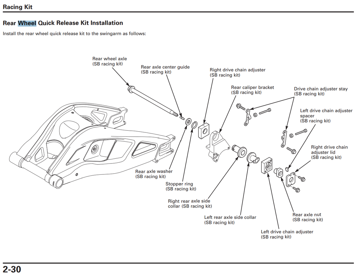 HRC Quick Change Rear Axle System - Honda CBR1000RR-R SP (SC82)